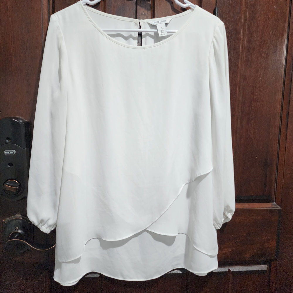 White House Black Market Layered White Blouse